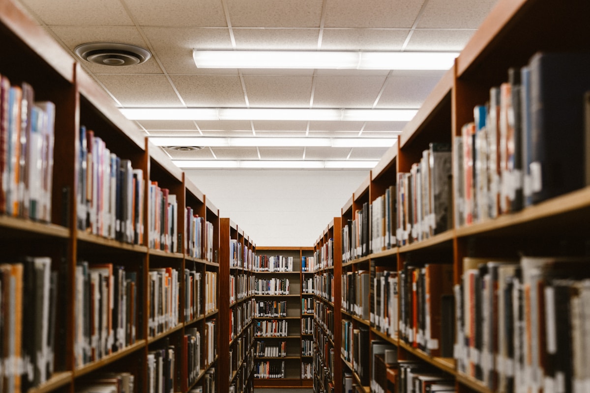 Student studying in a library for undergraduate admissions